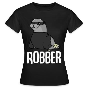 seal, thief, robber, burglar, seal; - Women's T-Shirt - black - Front - AI Model Female 172 dark (172cm)