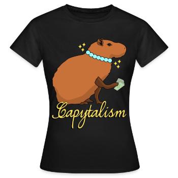 Capybara Kapitalismus Capybaras - Frauen T-Shirt - Schwarz - Vorne - AI Model Female 172 dark (172cm)