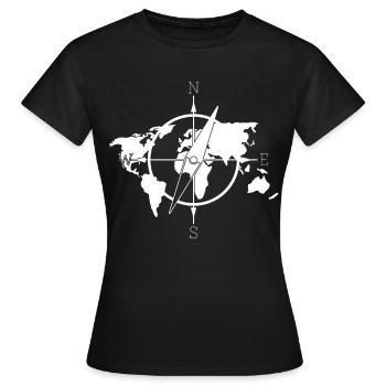 Carte du monde Boussole Cartes du monde - T-shirt Femme - noir - Devant - AI Model Female 172 dark (172cm)