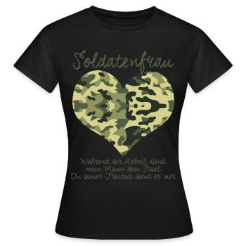 La femme du soldat dit drôle - T-shirt Femme - noir - Devant - AI Model Female 172 dark (172cm)