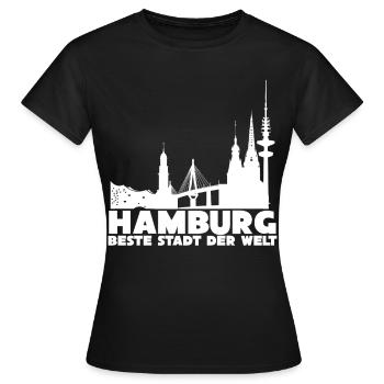 Hamburger Stadt Hamburg - Frauen T-Shirt - Schwarz - Vorne - AI Model Female 172 dark (172cm)