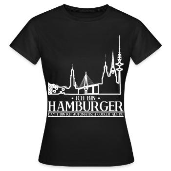 Hamburg Witz für Hamburger - Frauen T-Shirt - Schwarz - Vorne - AI Model Female 172 dark (172cm)