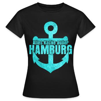 Hamburg Hamburger Hafen - Frauen T-Shirt - Schwarz - Vorne - AI Model Female 172 dark (172cm)