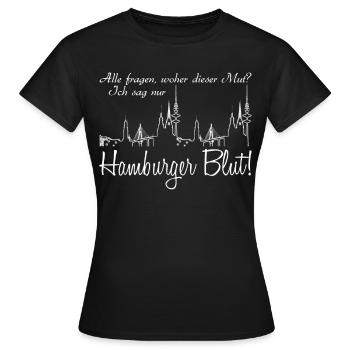 Hamburg Hafen Hamburger - Frauen T-Shirt - Schwarz - Vorne - AI Model Female 172 dark (172cm)