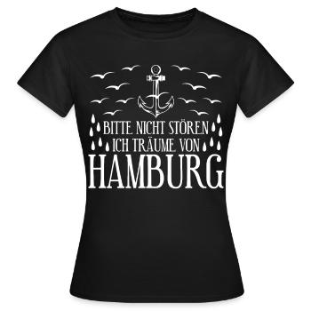 Hamburger Hafen - Frauen T-Shirt - Schwarz - Vorne - AI Model Female 172 dark (172cm)