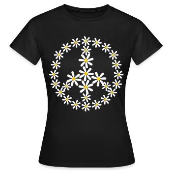 Frieden Friedenszeichen Pazifismus - Frauen T-Shirt - Schwarz - Vorne - AI Model Female 172 dark (172cm)