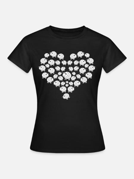 Schaf Schäfer Herz Schafe - Frauen T-Shirt - Schwarz