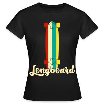 Longboard Longboarding Retro Longboarder - Frauen T-Shirt - Schwarz - Vorne - AI Model Female 172 dark (172cm)