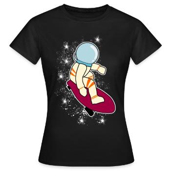 Longboarder Astronaut Longboard - Frauen T-Shirt - Schwarz - Vorne - AI Model Female 172 dark (172cm)