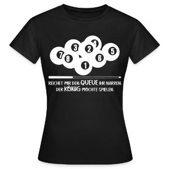 Billard Queue Poolbillard Snooker - Frauen T-Shirt - Schwarz - Vorne - AI Model Female 172 dark (172cm)