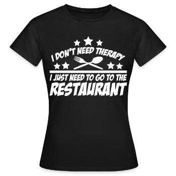 Restaurant Restaurant Manger à l’extérieur Cuisiner des couverts - T-shirt Femme - noir - Devant - AI Model Female 172 dark (172cm)