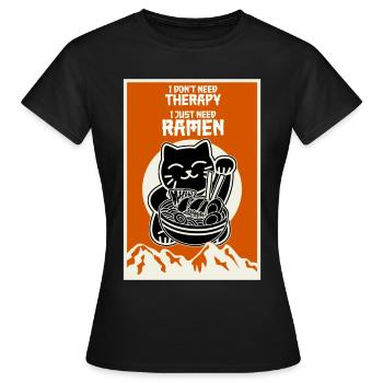 Ramen Katze Nudeln Nudelsuppe - Frauen T-Shirt - Schwarz - Vorne - AI Model Female 172 dark (172cm)