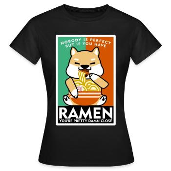 Ramen Nudeln Hund mit Nudelsuppe - Frauen T-Shirt - Schwarz - Vorne - AI Model Female 172 dark (172cm)