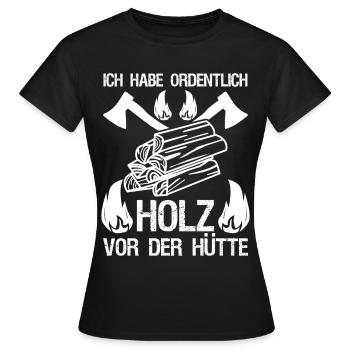 Feuerholz Kamin Ofen Feuer Brennholz - Frauen T-Shirt - Schwarz - Vorne - AI Model Female 172 dark (172cm)