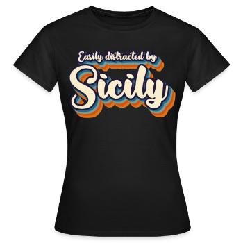 Sicile Rétro Italie Sicile - T-shirt Femme - noir - Devant - AI Model Female 172 dark (172cm)