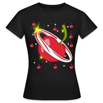 Cerise dans l’espace Cerises - T-shirt Femme - noir - Devant - AI Model Female 172 dark (172cm)