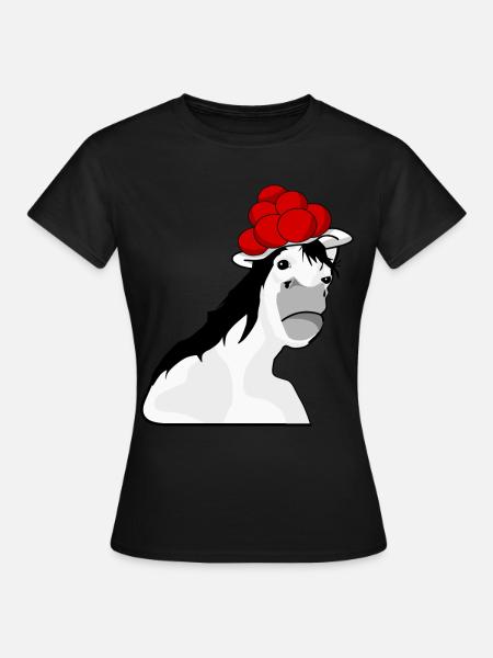 Schwarzwald Pferd mit Bollenhut - Frauen T-Shirt - Schwarz