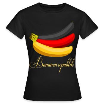 Bananen Bananenrepublik Banane - Frauen T-Shirt - Schwarz - Vorne - AI Model Female 172 dark (172cm)