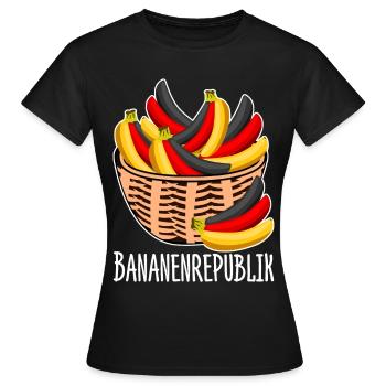 Bananenrepublik Bananenkorb - Frauen T-Shirt - Schwarz - Vorne - AI Model Female 172 dark (172cm)