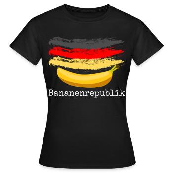 Bananenrepublik Deutschlandflagge - Frauen T-Shirt - Schwarz - Vorne - AI Model Female 172 dark (172cm)