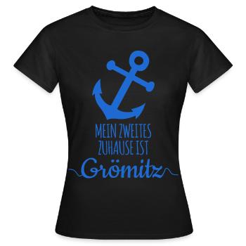 Grömitz Schleswig-Holstein - Frauen T-Shirt - Schwarz - Vorne - AI Model Female 172 dark (172cm)