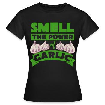 L’odeur de l’ail - T-shirt Femme - noir - Devant - AI Model Female 172 dark (172cm)