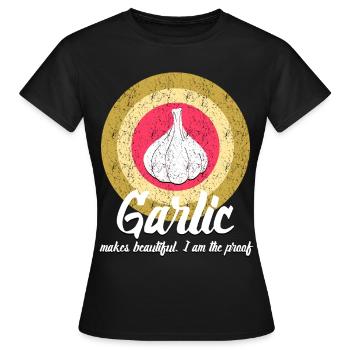 Ail Gousse d’ail - T-shirt Femme - noir - Devant - AI Model Female 172 dark (172cm)
