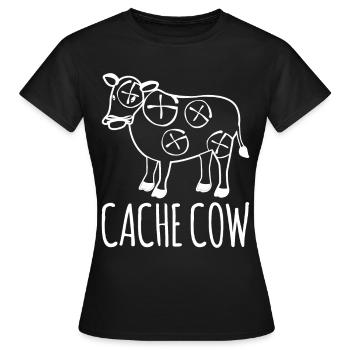 Geocacher Cache Cow Schatzsuche Geocache - Frauen T-Shirt - Schwarz - Vorne - AI Model Female 172 dark (172cm)