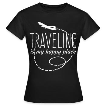 Reise Urlaub Verreisen Ausflug Flugreise - Frauen T-Shirt - Schwarz - Vorne - AI Model Female 172 dark (172cm)