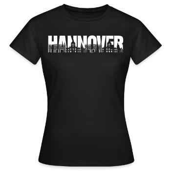 Hannover Souvenir mit Gebäuden - Frauen T-Shirt - Schwarz - Vorne - AI Model Female 172 dark (172cm)