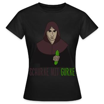 Schurke mit Gurke - Frauen T-Shirt - Schwarz - Vorne - AI Model Female 172 dark (172cm)