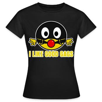 BDSM Gag - T-shirt Femme - noir - Devant - AI Model Female 172 dark (172cm)