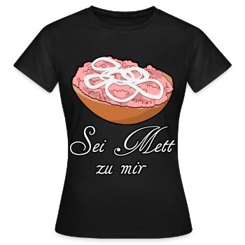 Mettbrötchen Hackfleisch Mett Hack - Frauen T-Shirt - Schwarz - Vorne - AI Model Female 172 dark (172cm)