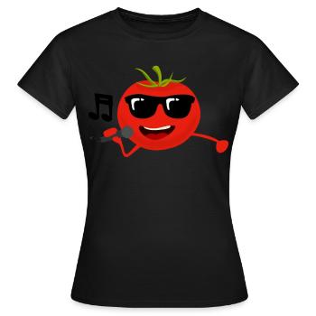 Tomato Singing Tomatoes - Women's T-Shirt - black - Front - AI Model Female 172 dark (172cm)