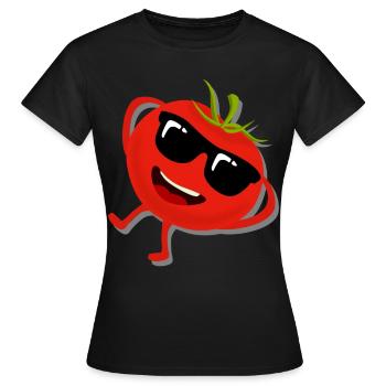 Tomato with Sunglasses Tomatoes - Women's T-Shirt - black - Front - AI Model Female 172 dark (172cm)