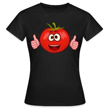 Tomatoes Happy Tomato - Women's T-Shirt - black - Front - AI Model Female 172 dark (172cm)