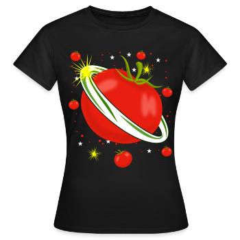 Tomatoes in Space Tomato - Women's T-Shirt - black - Front - AI Model Female 172 dark (172cm)