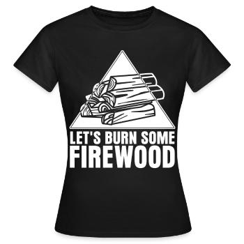 Brennholz Feuerholz Ofen Kamin - Frauen T-Shirt - Schwarz - Vorne - AI Model Female 172 dark (172cm)