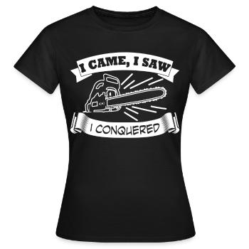 Chain Saw Chainsaw Cutting Wood - Women's T-Shirt - black - Front - AI Model Female 172 dark (172cm)