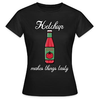 Tomato Ketchup Halloween Costume - Frauen T-Shirt - Schwarz - Vorne - AI Model Female 172 dark (172cm)