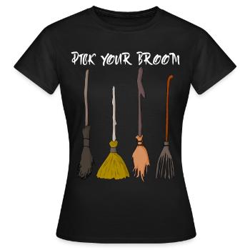 Sorcière Sorcellerie Balai de sorcière Halloween - T-shirt Femme - noir - Devant - AI Model Female 172 dark (172cm)