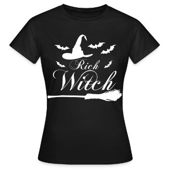 Sorcellerie Sorcière Halloween Balai de sorcière - T-shirt Femme - noir - Devant - AI Model Female 172 dark (172cm)