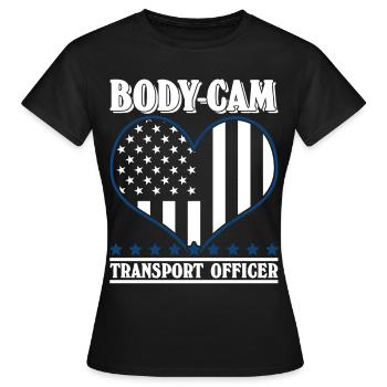 Police Body-Cam Policier - T-shirt Femme - noir - Devant - AI Model Female 172 dark (172cm)