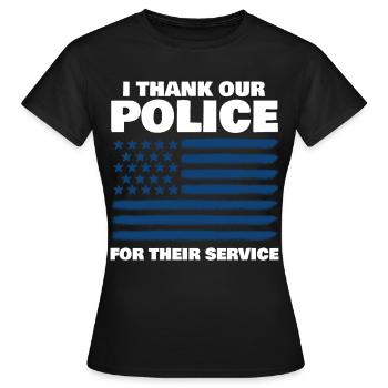 Officier de police USA Patriotisme - T-shirt Femme - noir - Devant - AI Model Female 172 dark (172cm)