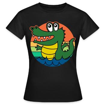 Alligators Rétro Alligator - T-shirt Femme - noir - Devant - AI Model Female 172 dark (172cm)