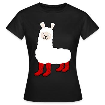 Alpaga avec bottes de pluie rouges - T-shirt Femme - noir - Devant - AI Model Female 172 dark (172cm)