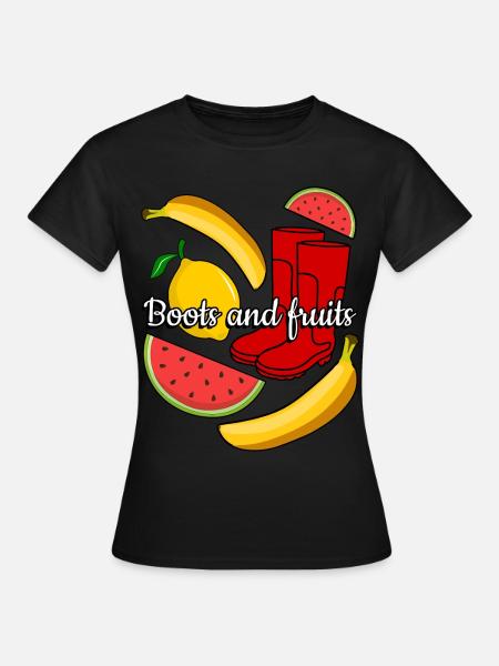 Red Rain Boots and Fruits - Frauen T-Shirt - Schwarz