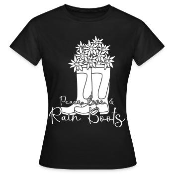 Bottes de pluie à fleurs - T-shirt Femme - noir - Devant - AI Model Female 172 dark (172cm)