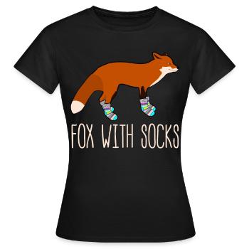 Fox with Winter Socks Sock Wool Socks - Women's T-Shirt - black - Front - AI Model Female 172 dark (172cm)
