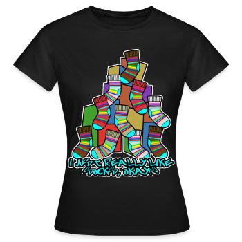 Wool Socks Winter Socks Sock - Women's T-Shirt - black - Front - AI Model Female 172 dark (172cm)